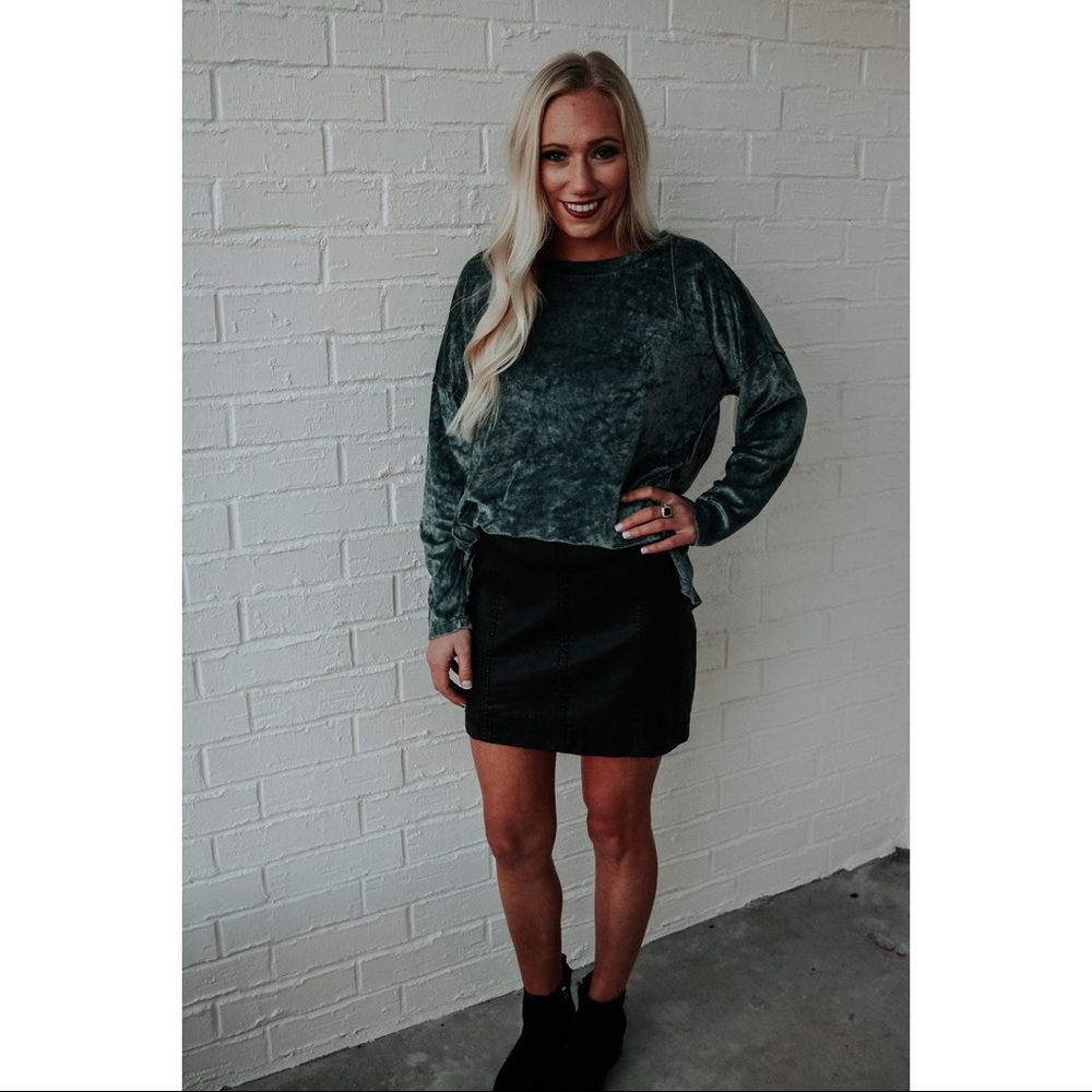 Last One! ✨🖤 Forever Waiting Green Velvet Top